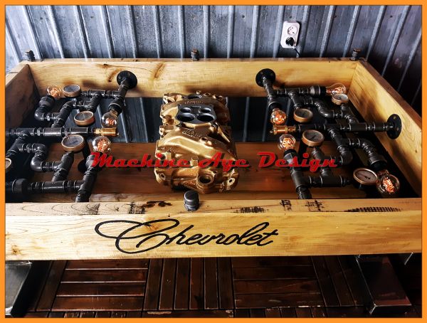 machine age , chevrolet v8 dohányzóasztal , steampunk
