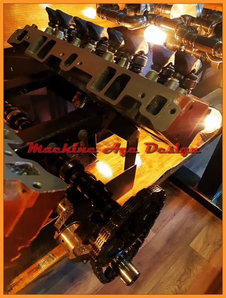chevrolet V8 asztal , pult . ipari stílus , steampunk
